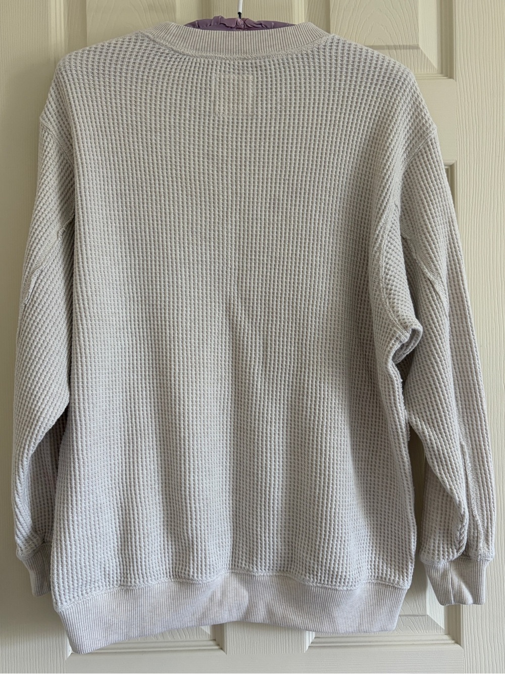Aerie Waffle Knit Crewneck Pullover Loungewear Top- Cream Women Size Small - Picture 4 of 9